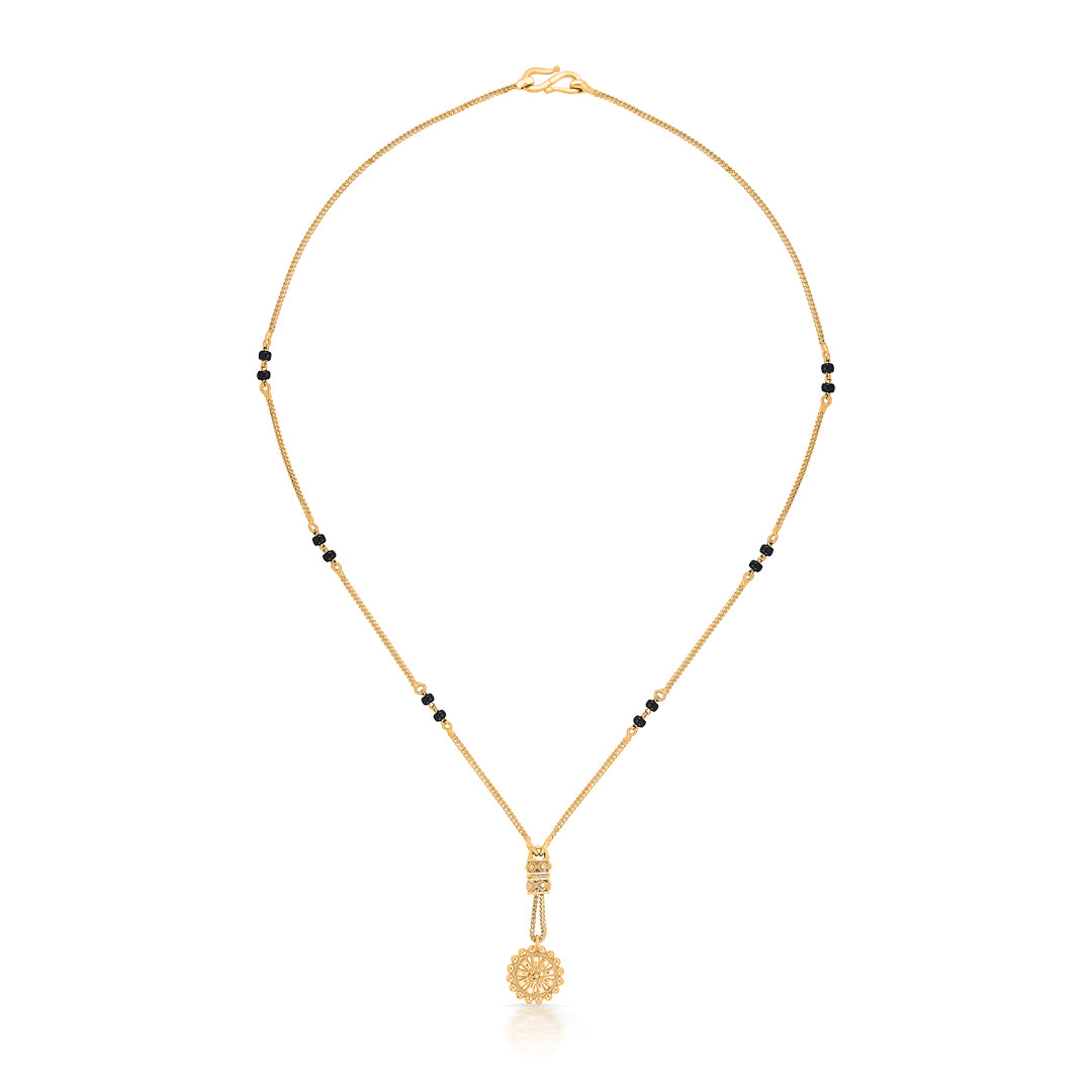 Sunshine Blossom Yellow Gold Modern Mangalsutra For Women