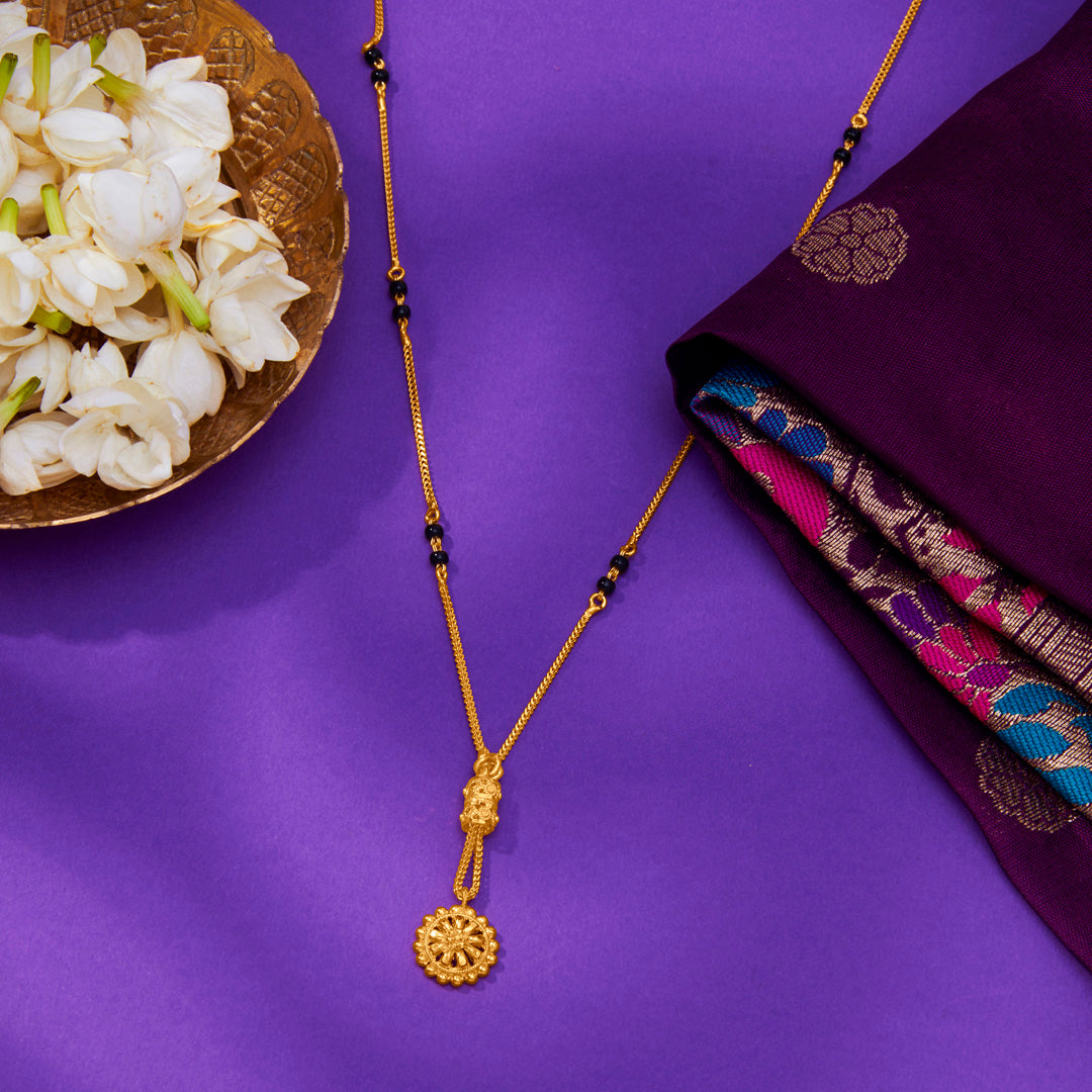 Sunshine Blossom Yellow Gold Modern Mangalsutra For Women