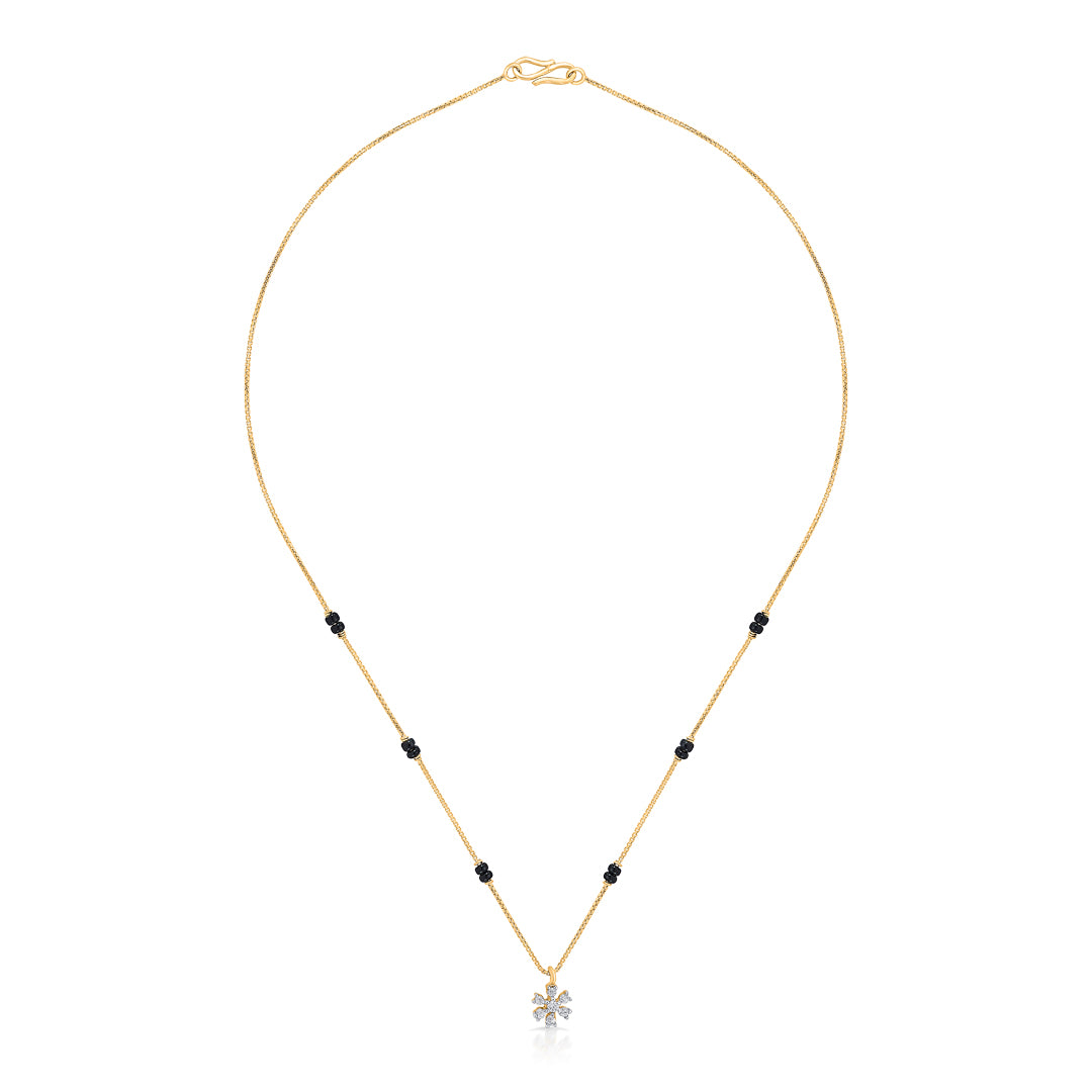 Blooming Love Yellow Gold Modern Mangalsutra For Women