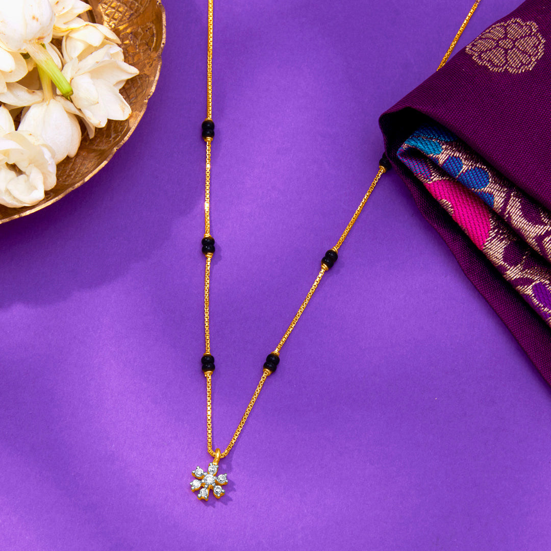 Blooming Love Yellow Gold Modern Mangalsutra For Women