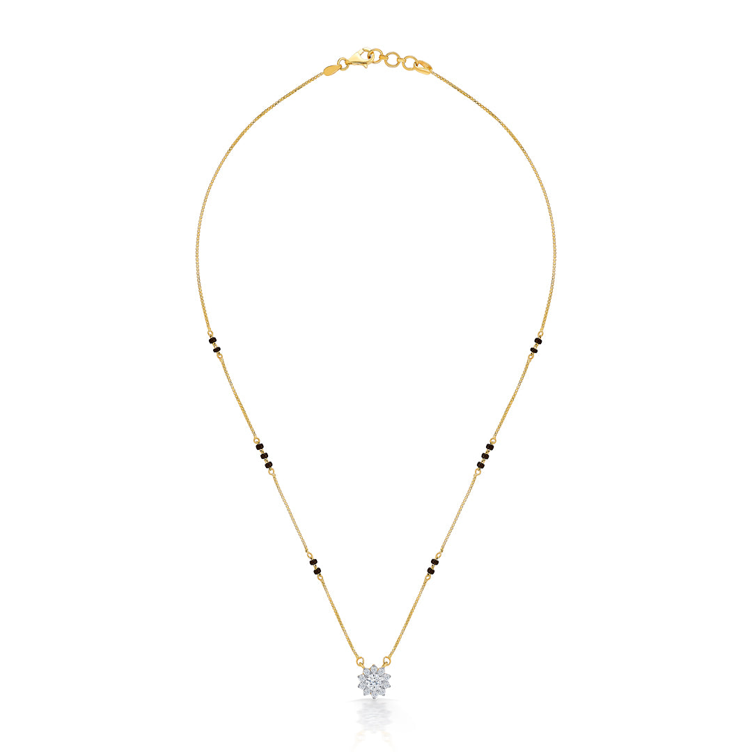 Tropical Bloom Yellow Gold Modern Mangalsutra For Women