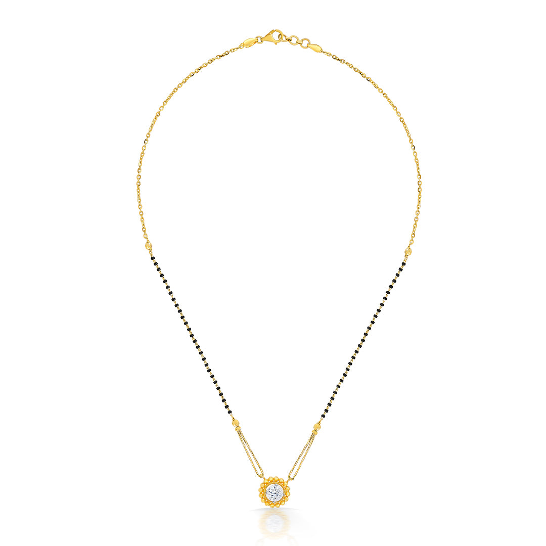 Vibrant Petals Yellow Gold Modern Mangalsutra For Women