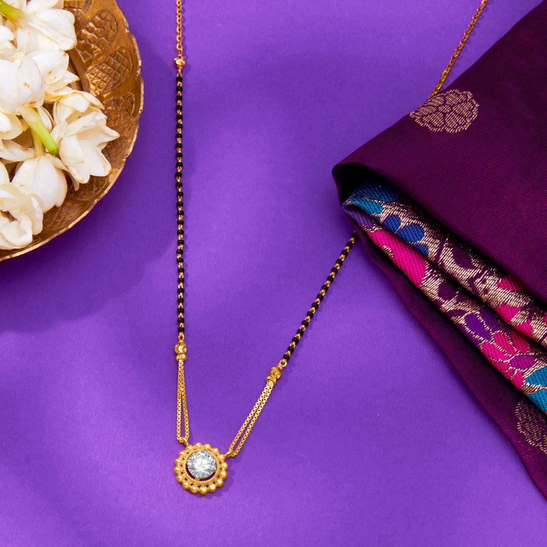 Vibrant Petals Yellow Gold Modern Mangalsutra For Women
