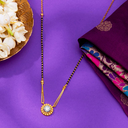 Vibrant Petals Yellow Gold Modern Mangalsutra For Women