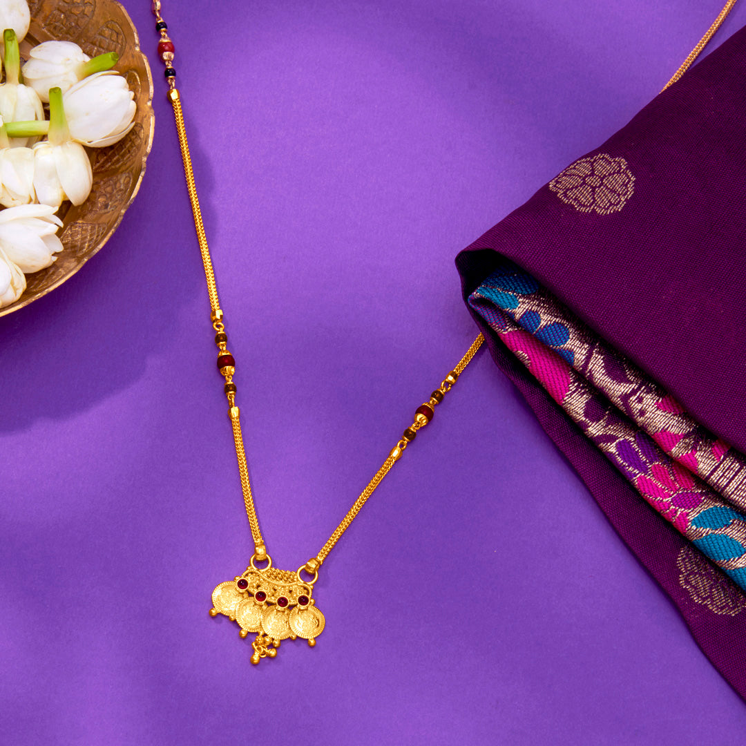 Floret Harmony Yellow Gold Traditional Mangalsutra For Women