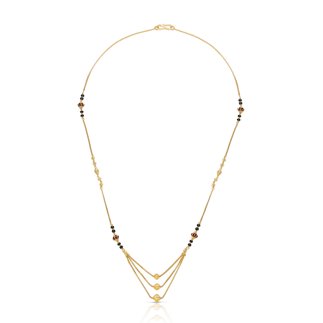 Three Layered Orb Gold Modern Mangalsutra For Women