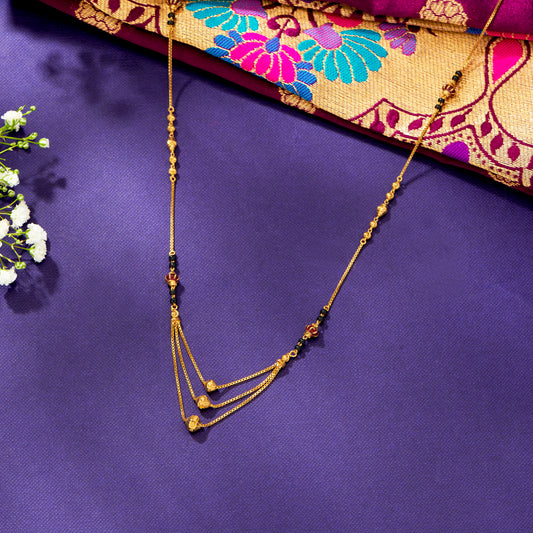 Three Layered Orb Gold Modern Mangalsutra For Women
