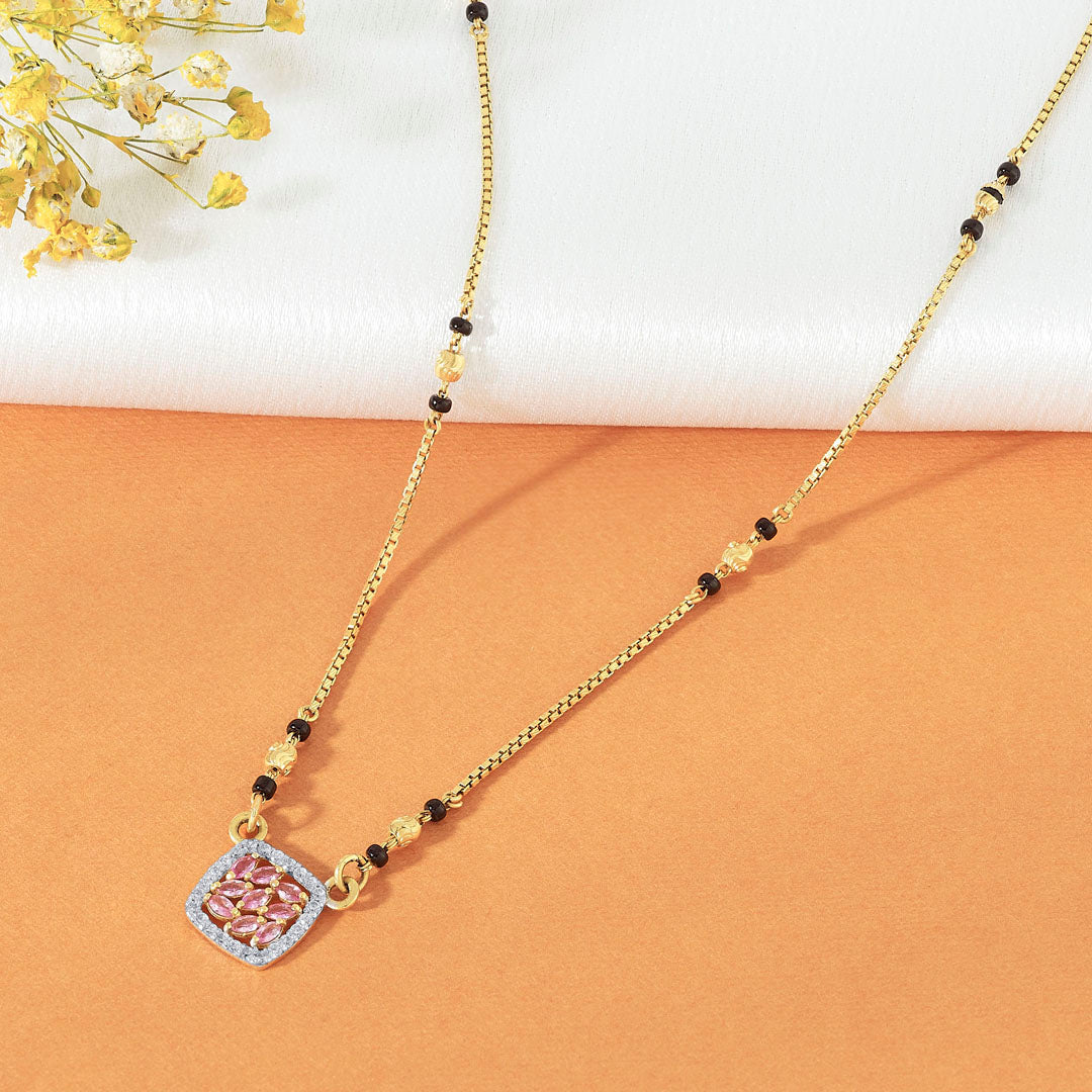 Studded Square Modern Gold Mangalsutra