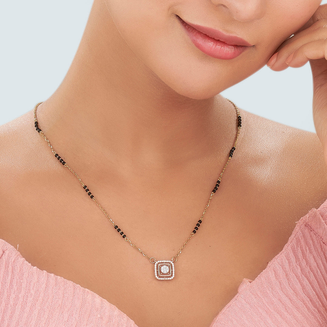 whispering leaves gold modern mangalsutra for women