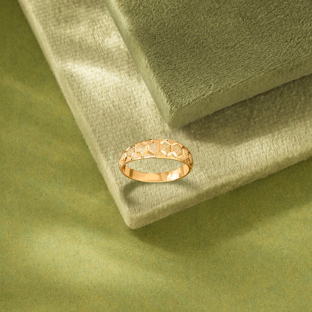 Shimmer Hexas Men's Gold Ring