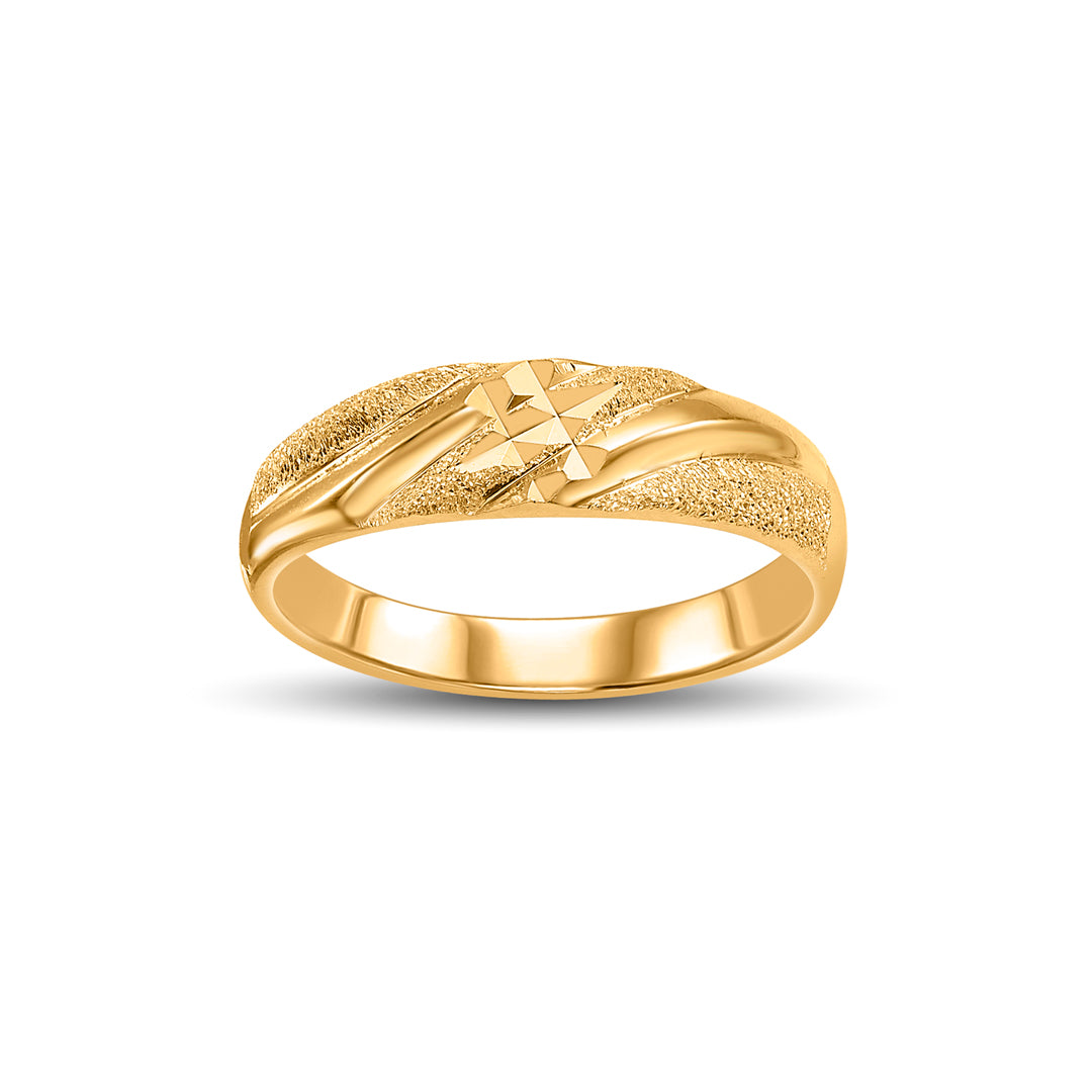 Textured Stripes Men's Gold Ring