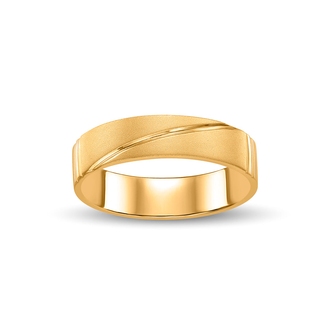 Slant Line Men's Gold Ring