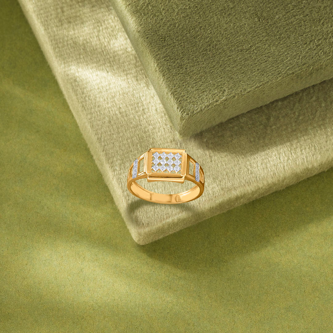 Studded Edge Men's Gold Ring