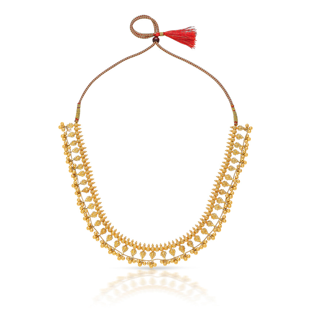 Gokak Kolhapuri Saz Yellow Gold Short Necklace For Women
