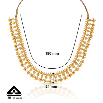 Gokak Kolhapuri Saz Yellow Gold Short Necklace For Women