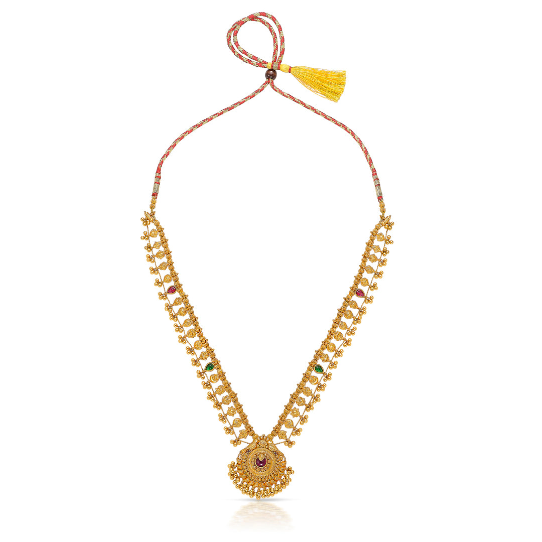 Gokak Kolhapuri Saaj Yellow Gold Long Necklace For Women