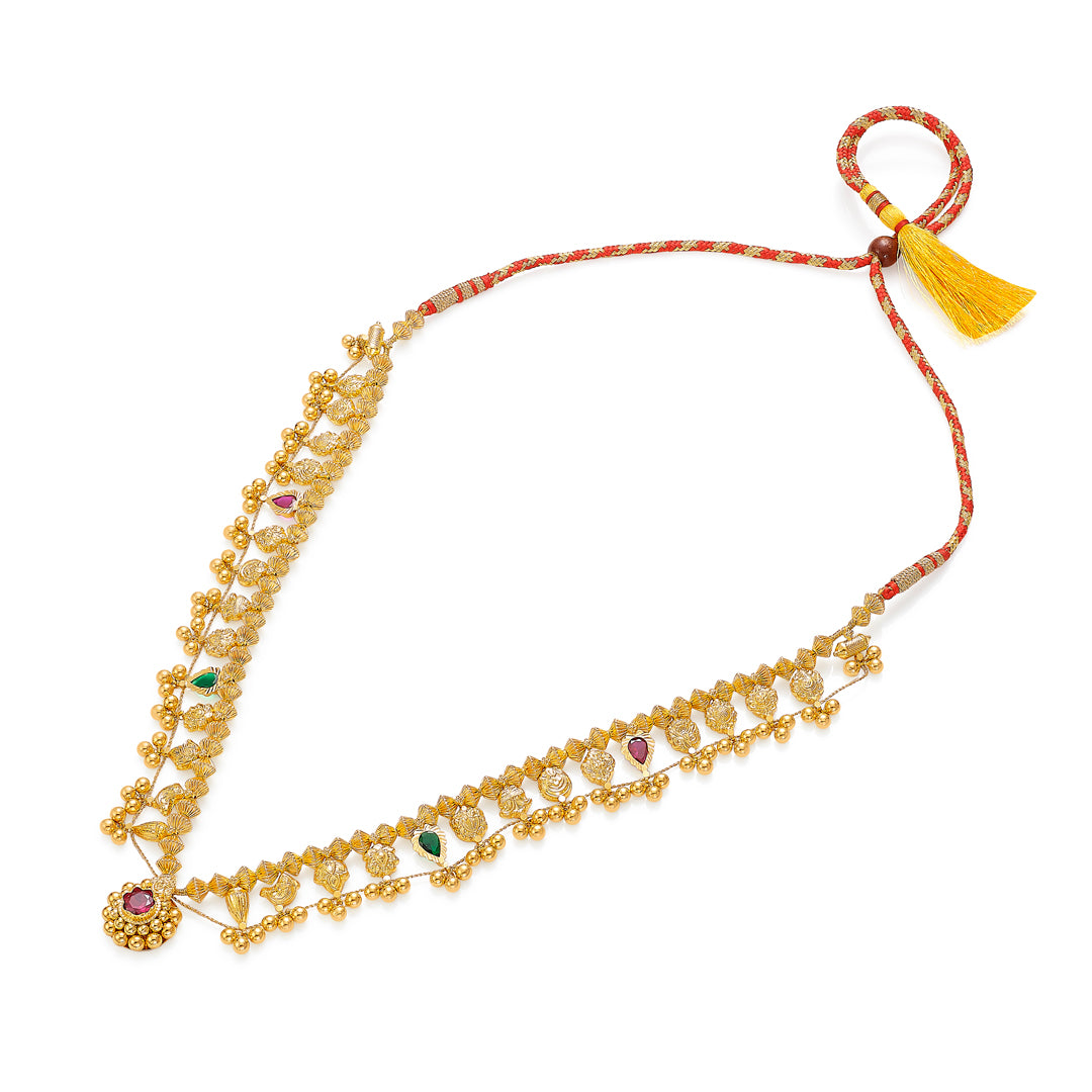 kolhapuri saaj yellow gold long necklace for women