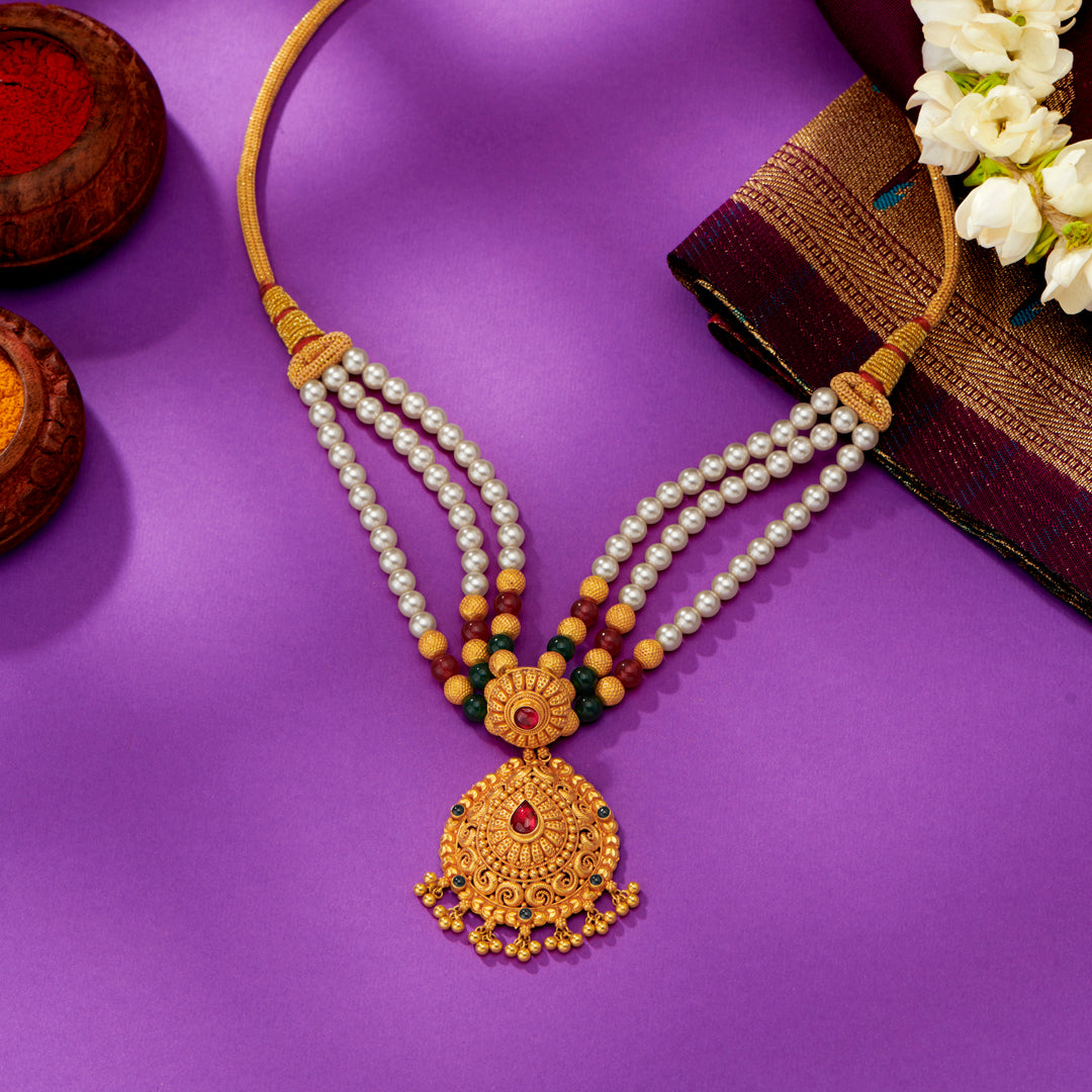 Gokak Mala Yellow Gold Short Necklace For Women