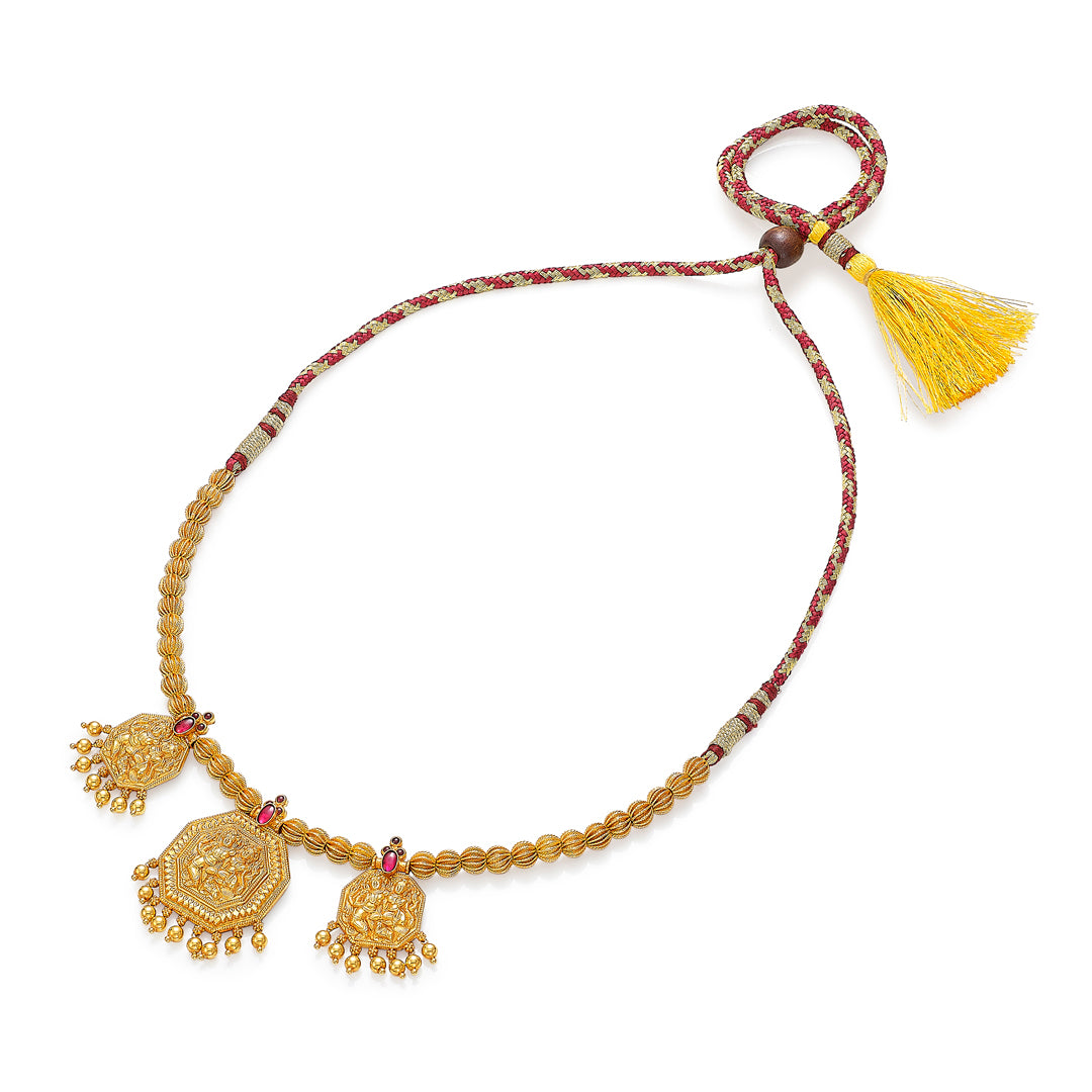 triratna gokak gold short necklace