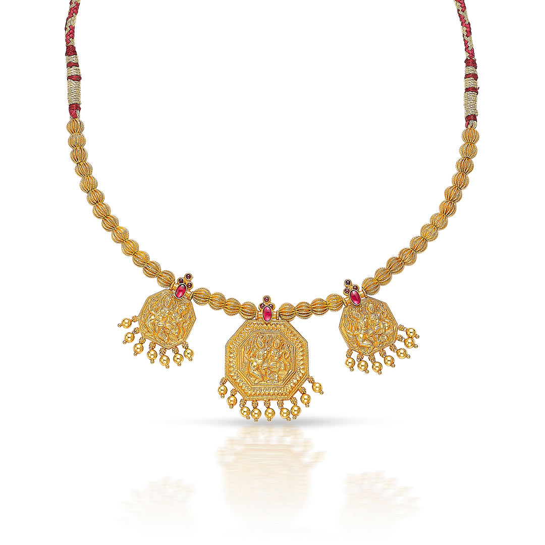 triratna gokak gold short necklace