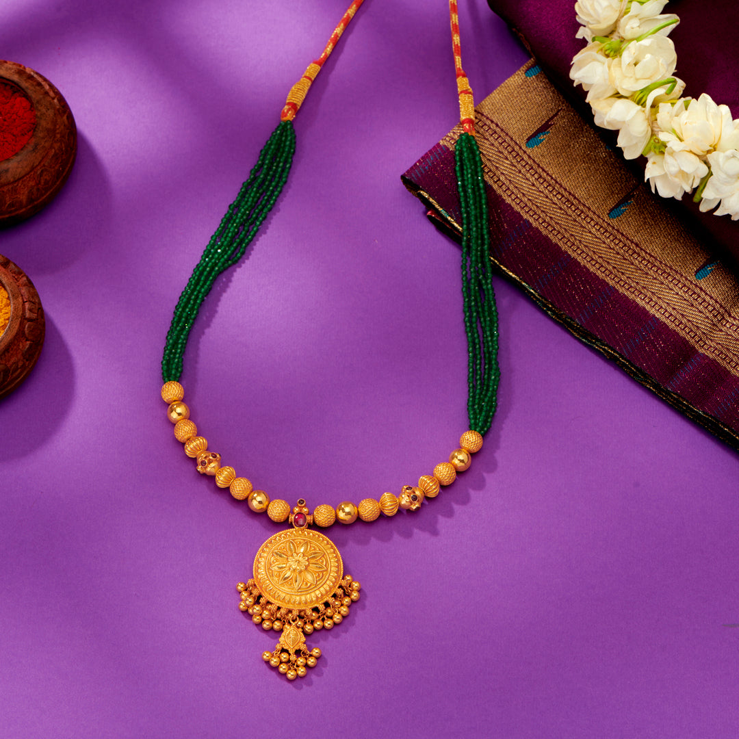gokak mala yellow gold thushi necklace for woman