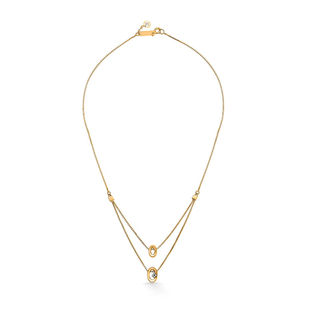 Twin Horizon Yellow Gold Short Necklace For Women