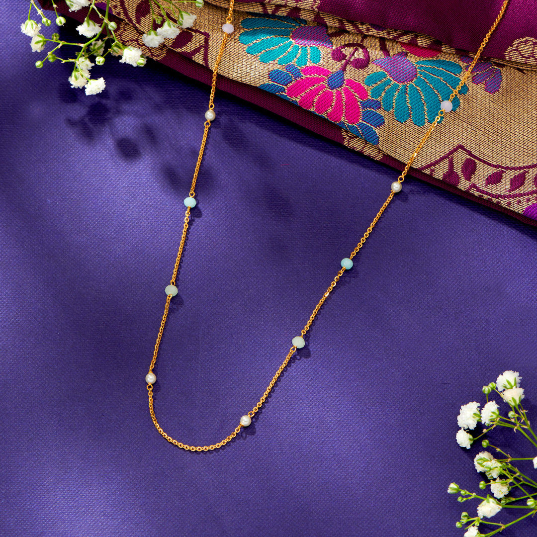 Serene Length Yellow Gold Long Necklace For Women