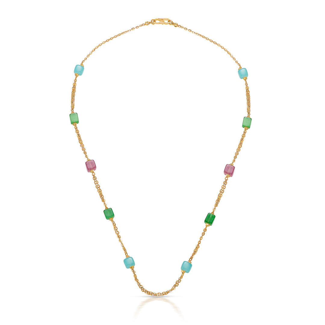 Streamlined Yellow Gold Long Necklace For Women