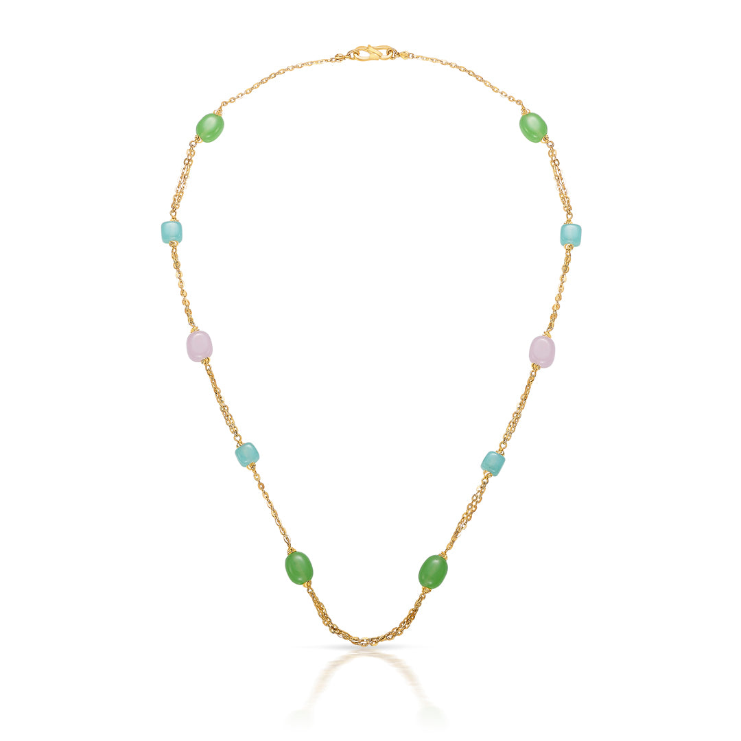 Simplicity Yellow Gold Long Necklace For Women