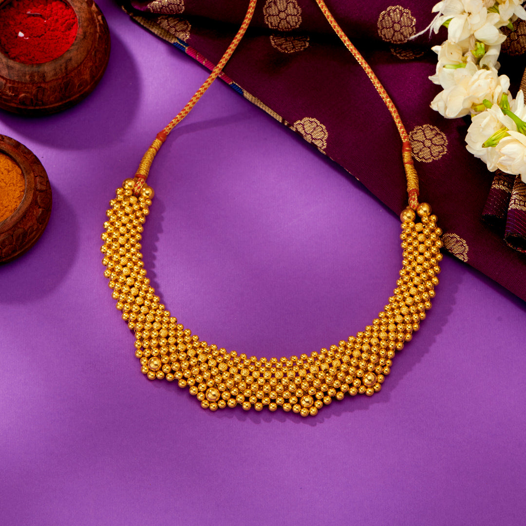 mahalakshmi yellow gold thushi necklace for woman