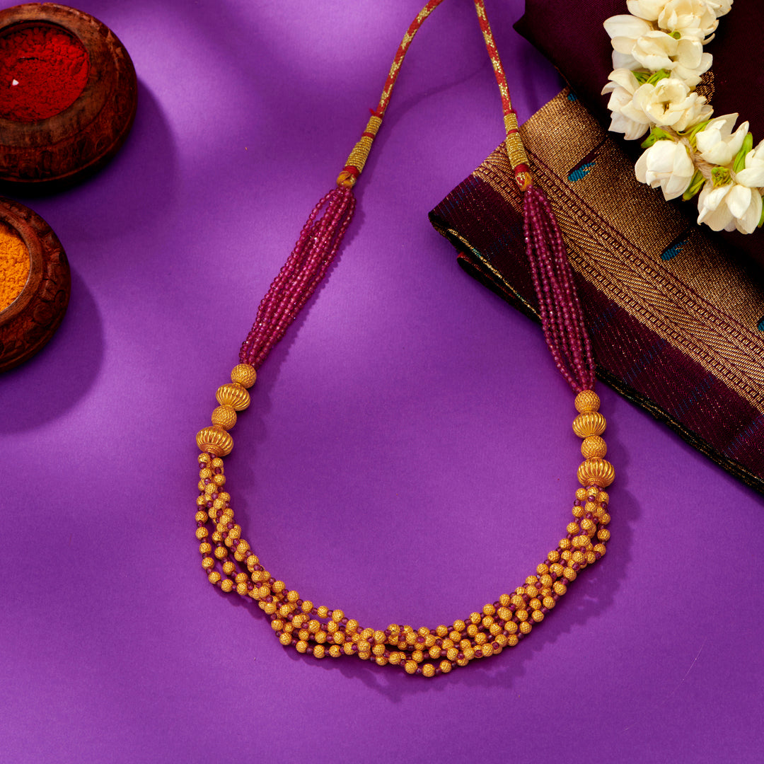 prashasti yellow gold thushi necklace for woman