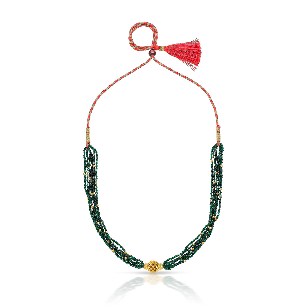 Sapphire Green Yellow Gold Thushi Necklace For Women