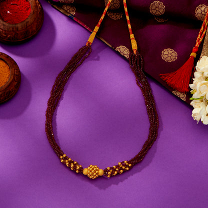 Rajwadi Yellow Gold Thushi Necklace For Women