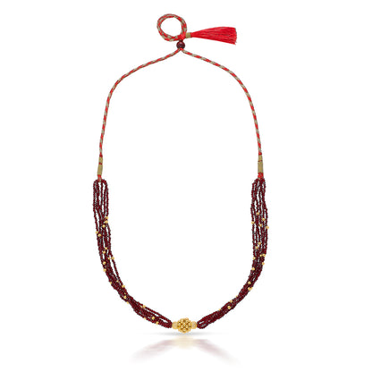 Deep Maroon Yellow Gold Thushi Necklace For Women
