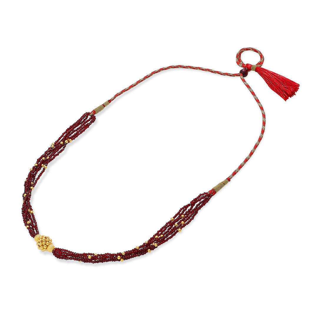 deep maroon yellow gold thushi necklace for women