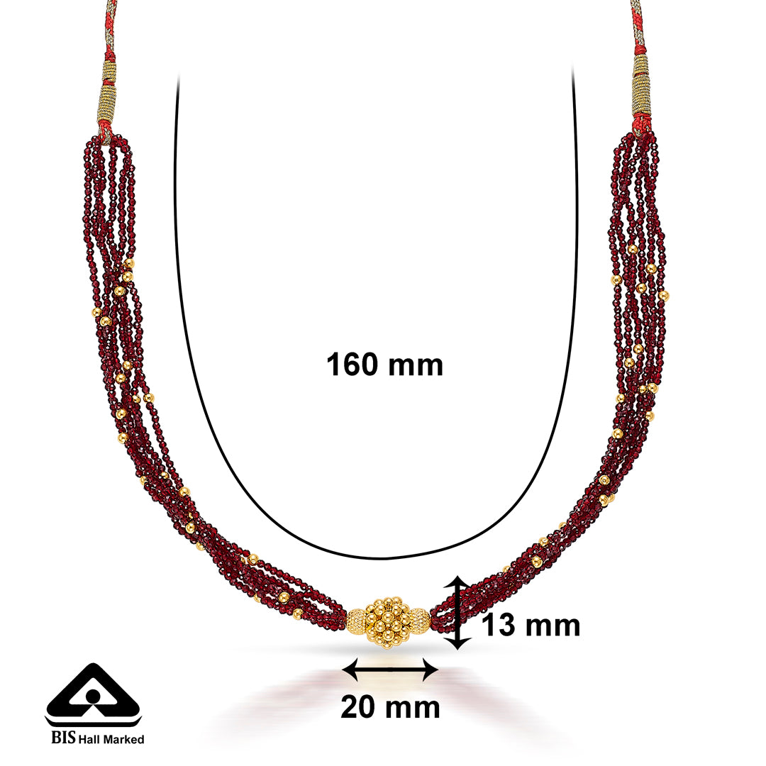 deep maroon yellow gold thushi necklace for women