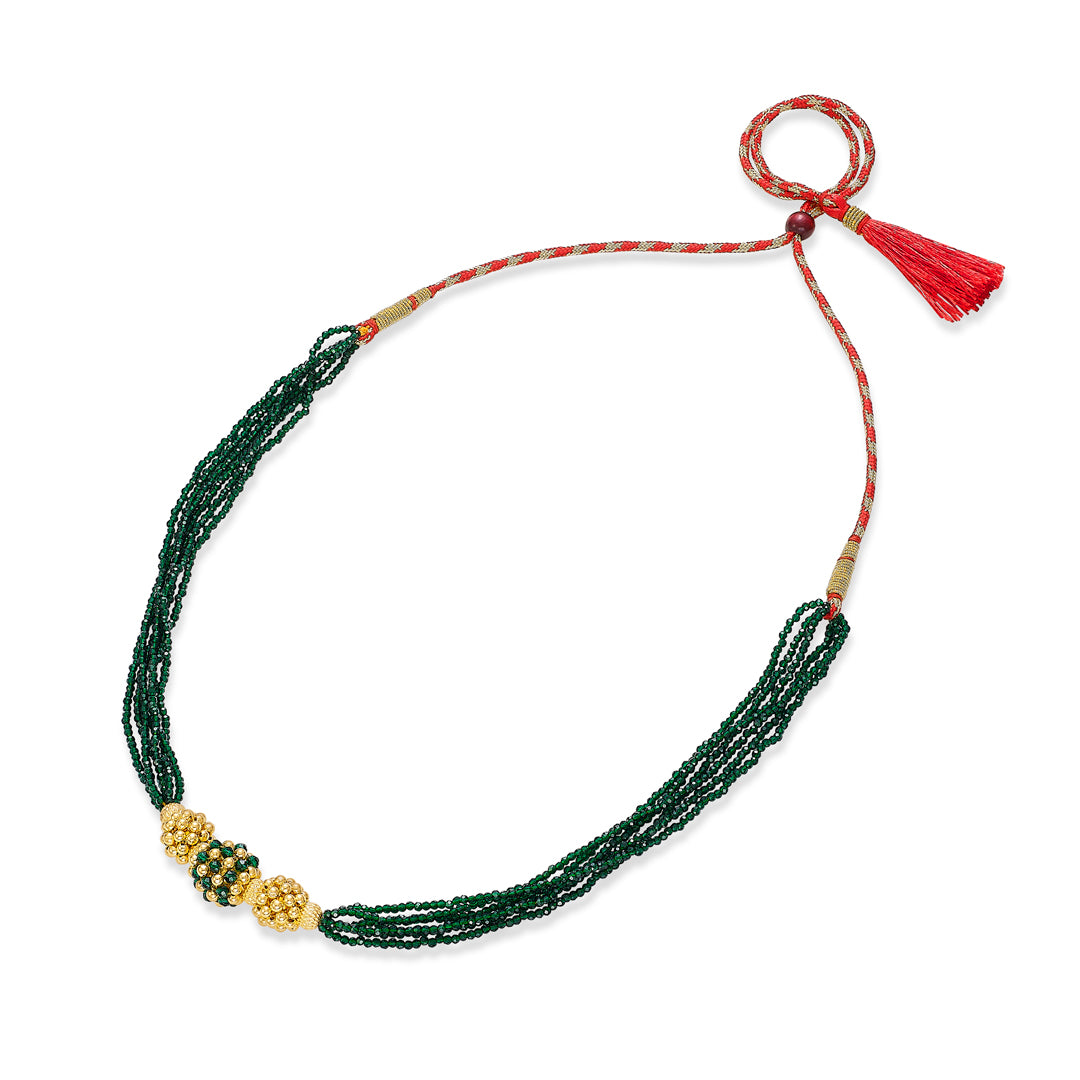 green radiance yellow gold thushi necklace for women