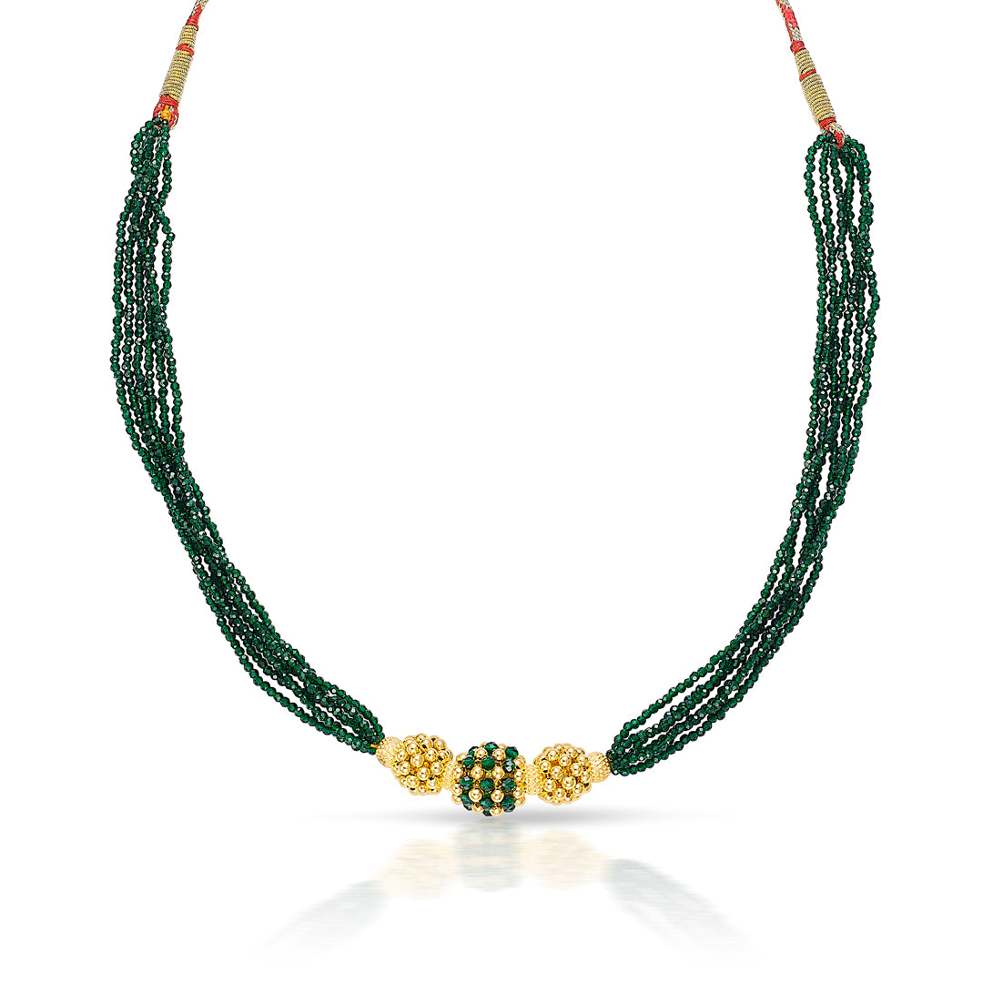 green radiance yellow gold thushi necklace for women