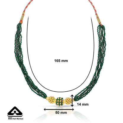 Green Radiance Yellow Gold Thushi Necklace For Women
