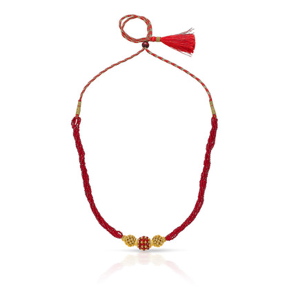 Crimson Elegance Yellow Gold Thushi Necklace For Women
