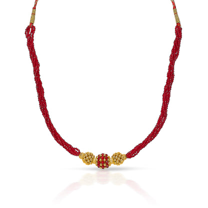 Crimson Elegance Yellow Gold Thushi Necklace For Women