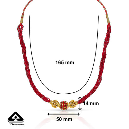 Crimson Elegance Yellow Gold Thushi Necklace For Women