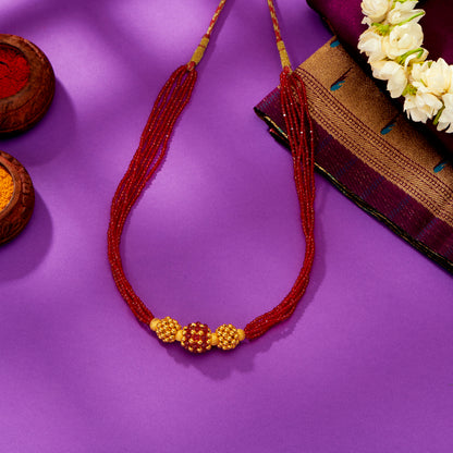Crimson Elegance Yellow Gold Thushi Necklace For Women