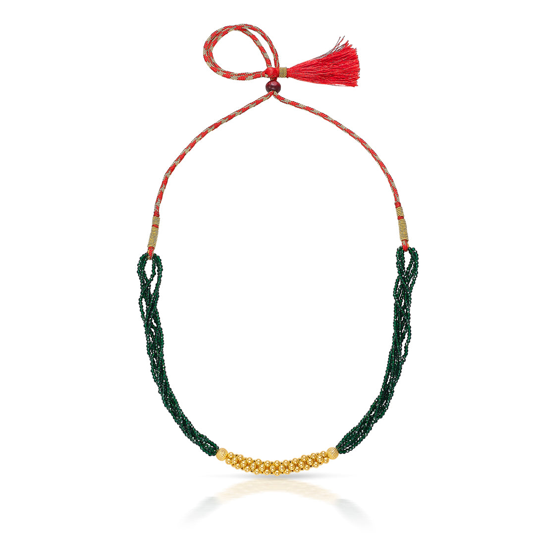 Olive Charm Yellow Gold Thushi Necklace For Women