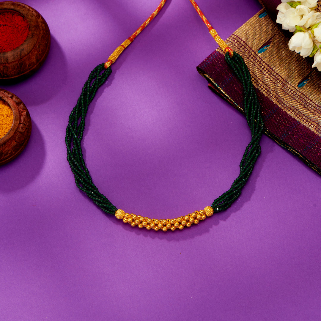 Olive Charm Yellow Gold Thushi Necklace For Women