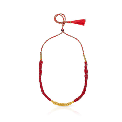 Blazing Red Yellow Gold Thushi Necklace For Women