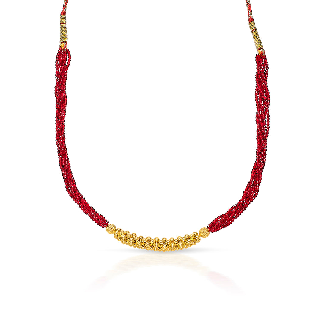 blazing red yellow gold thushi necklace for women