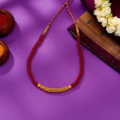 Blazing Red Yellow Gold Thushi Necklace For Women