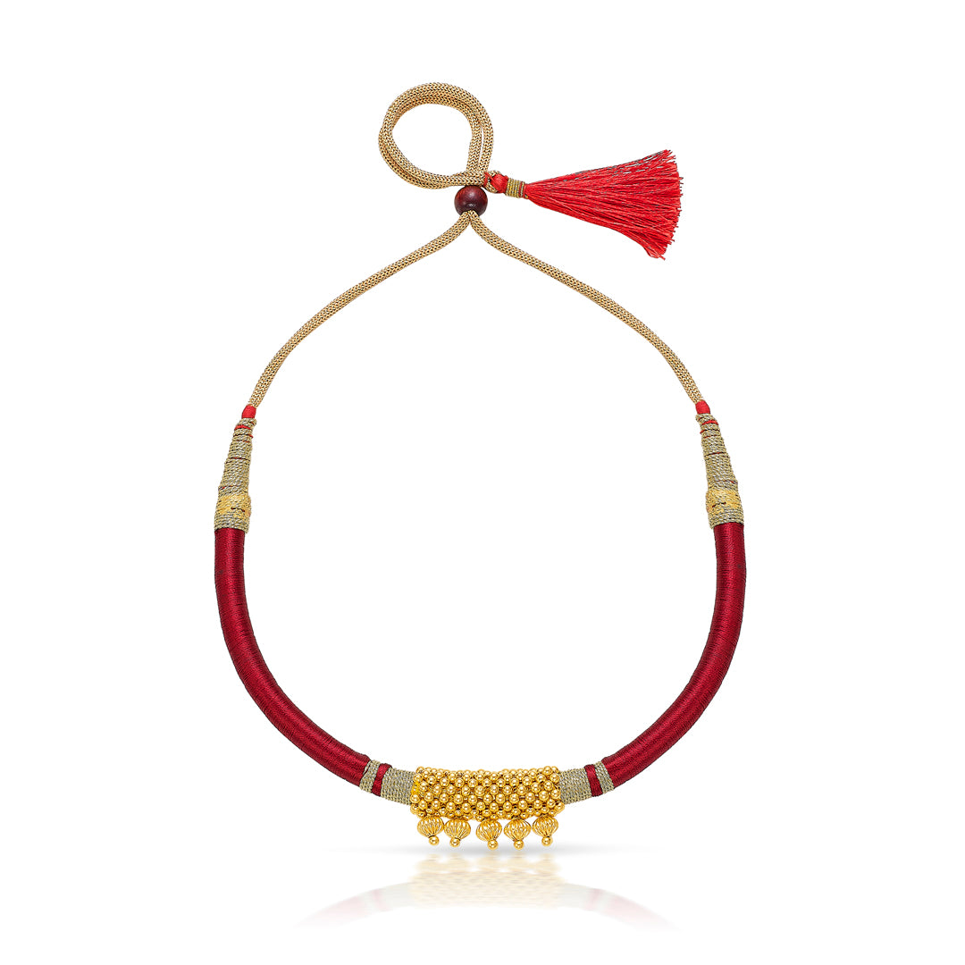 red enchantment yellow gold thushi necklace for women