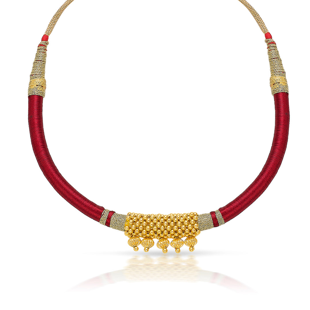 red enchantment yellow gold thushi necklace for women